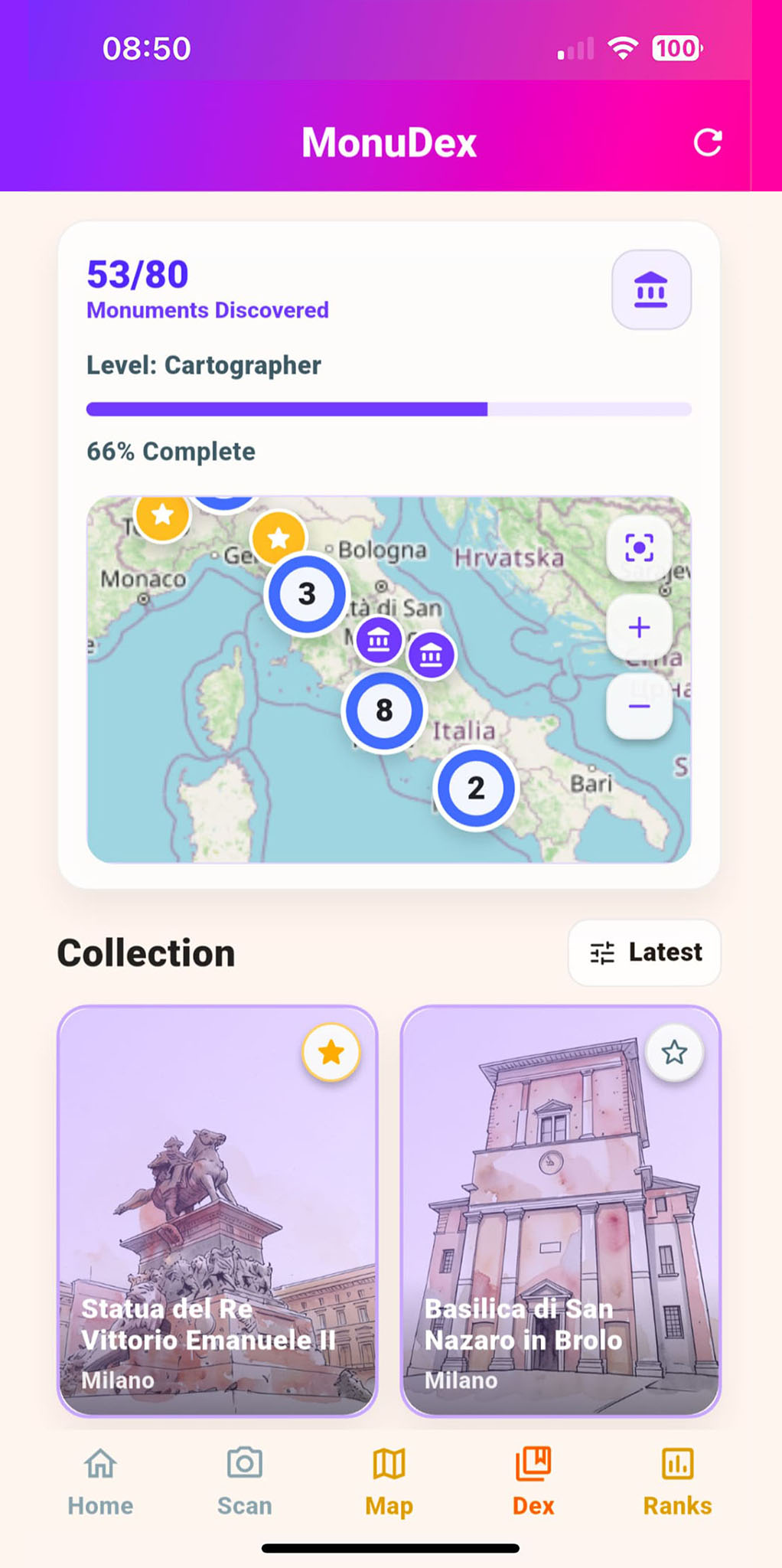 MonuDex map HistorIA GO!